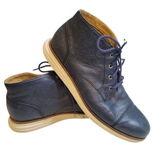 Cole Haan Men's Grand OS Chukka Leather Boots C23717 Blue Size 8.5M Blue